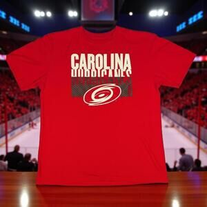 2014 Reebok Carolina Hurricanes NHL Hockey Red Men's XL 100 % Cotton T-Shirt y2k